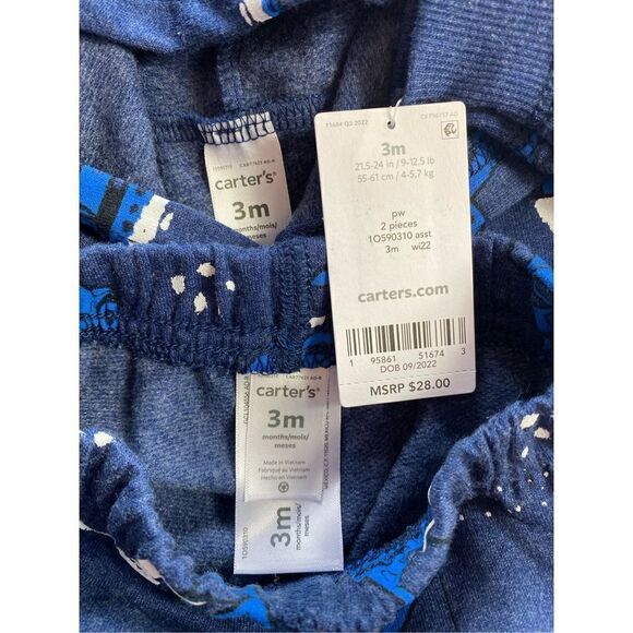 CARTER’S BABY BOY 3M Construction Fleece Top and Bottoms Set - Picture 5 of 7